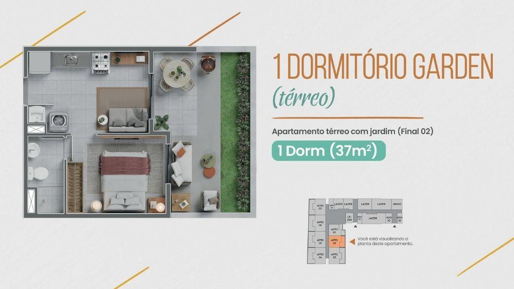 Imagem da planta - 1 Dormitório + Garden